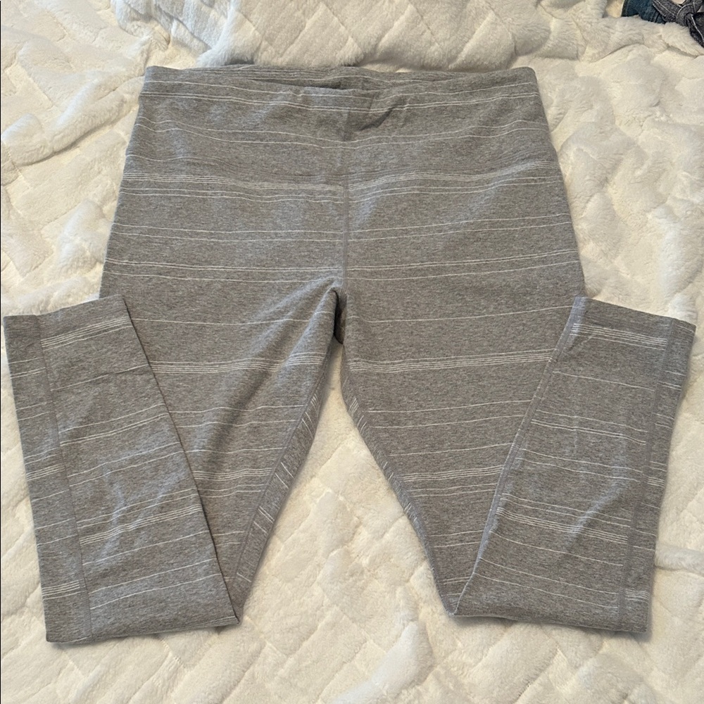 Athleta Heather Gray Striped Leggings size XL